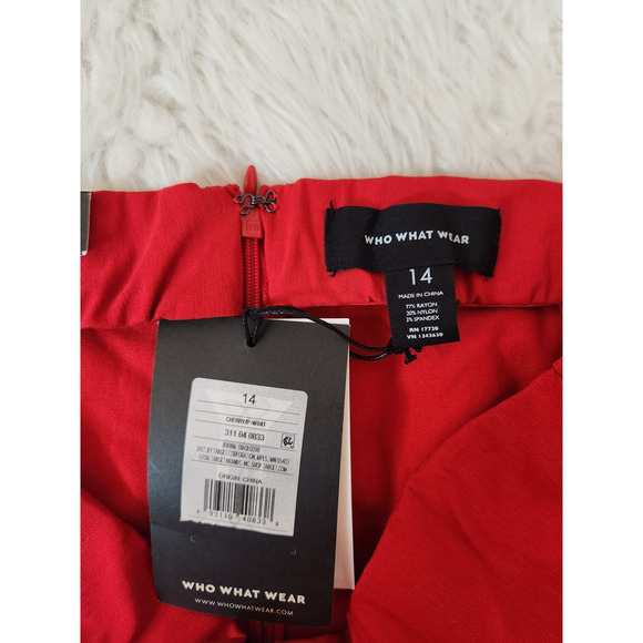 Who What Wear‎ Women's Red Solid Stretch Mid Rise Skinny Cropped Pants Size 14 - Picture 4 of 7